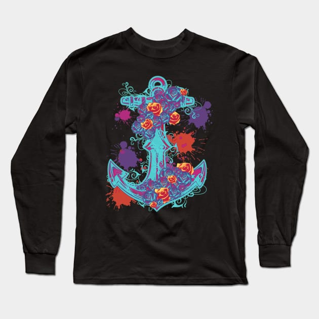 Floral anchor Long Sleeve T-Shirt by Morishasha